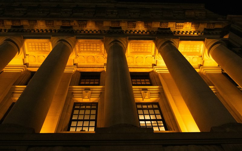 Classical bank columns, representing risk-based capital requirements