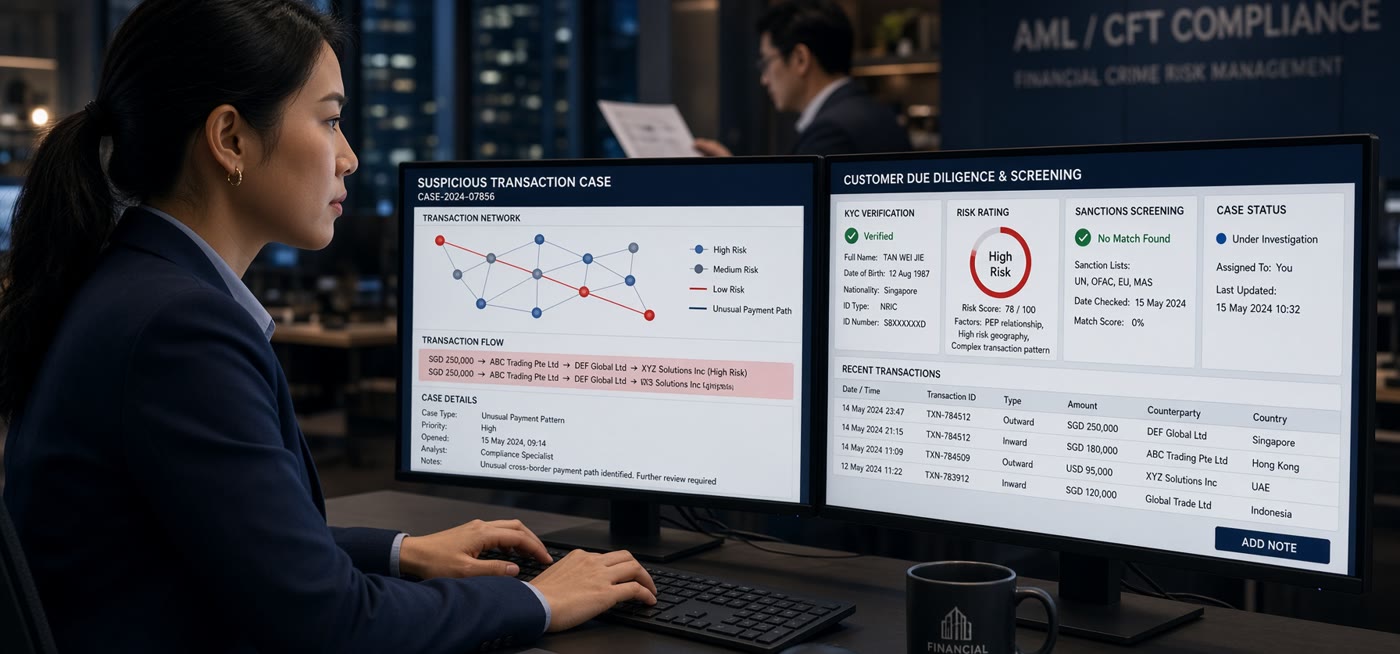 AML/CFT compliance: transaction monitoring, customer risk profiling and alert review
