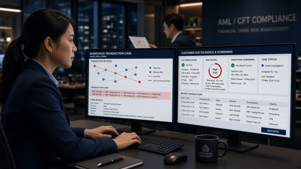 AML/CFT compliance: transaction monitoring, customer risk profiling and alert review